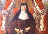 la santa con cruz y libro
