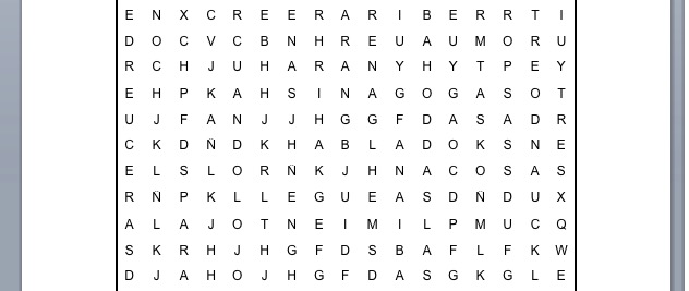 PASATIEMPOS RELIGIOSOS - SOPA DE LETRAS de lo anunciado