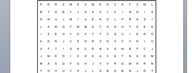 SOPA DE LETRAS de los justos y pecadores