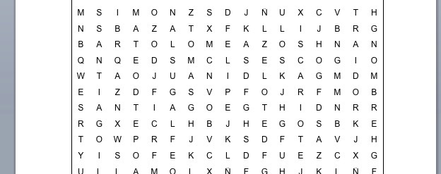 PASATIEMPOS RELIGIOSOS - SOPA DE LETRAS FÁCIL de los doce Apóstoles
