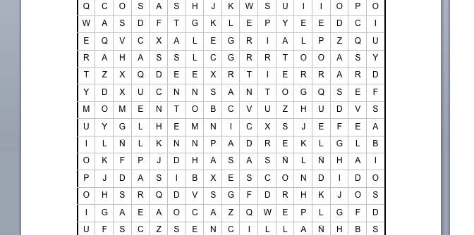 PASATIEMPOS RELIGIOSOS -SOPA DE LETRAS FÁCIL del  agradecimiento